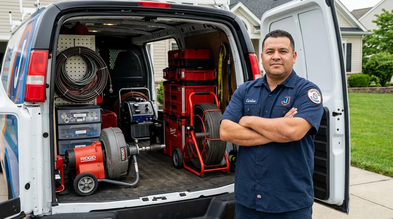 Professional drain cleaning equipment and Johns Plumbing LLC plumber in Byron Center