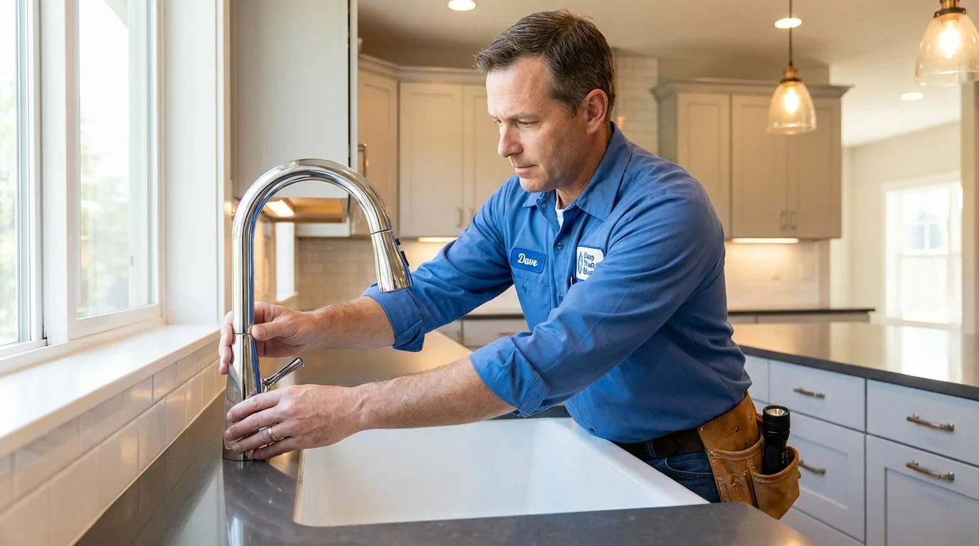 Kitchen faucet installation by Johns Plumbing LLC in Byron Center