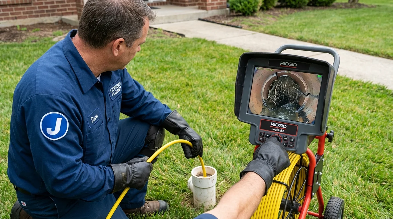 Sewer camera inspection being performed by Johns Plumbing LLC in Byron Center